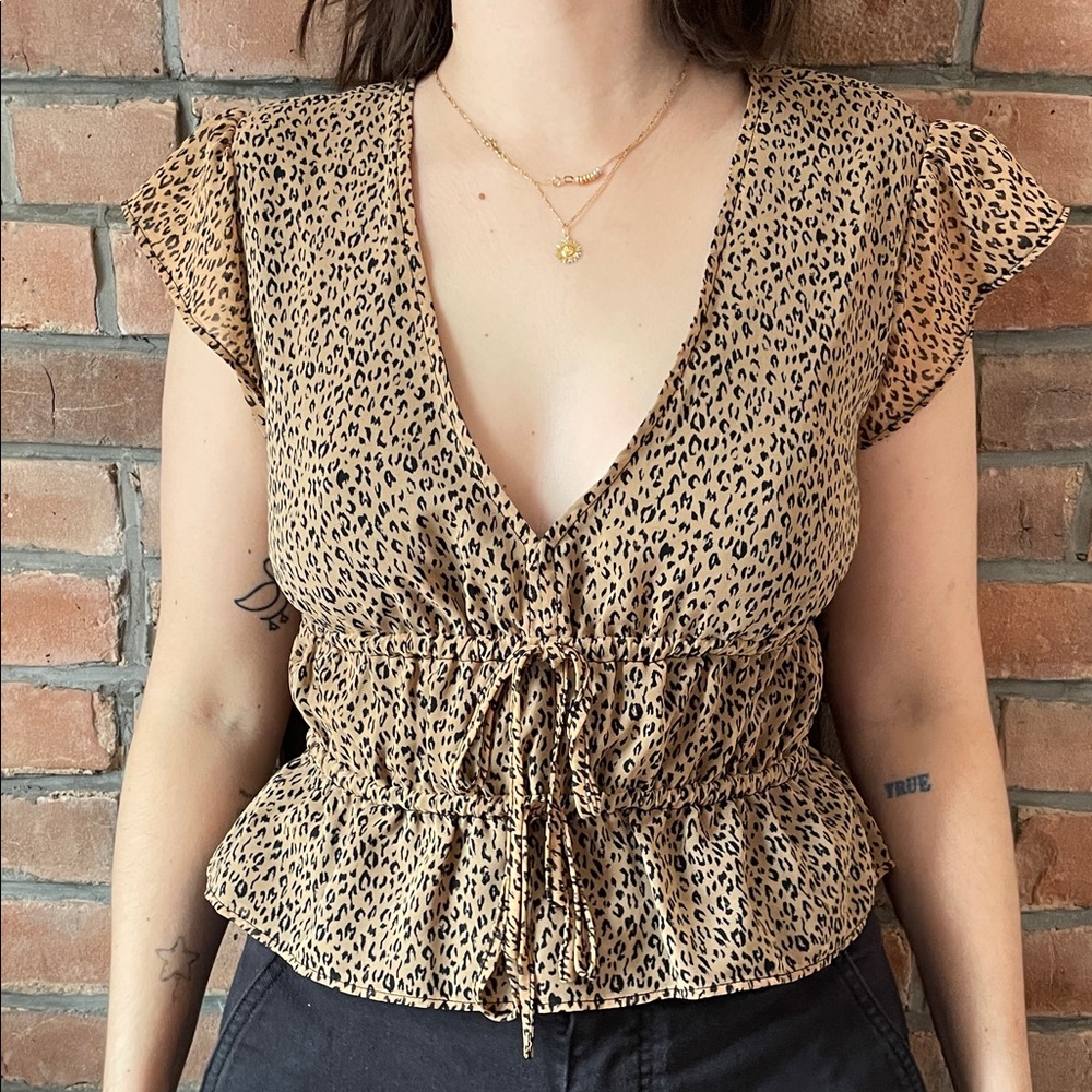 Leopard Print V-Neck Women's Top